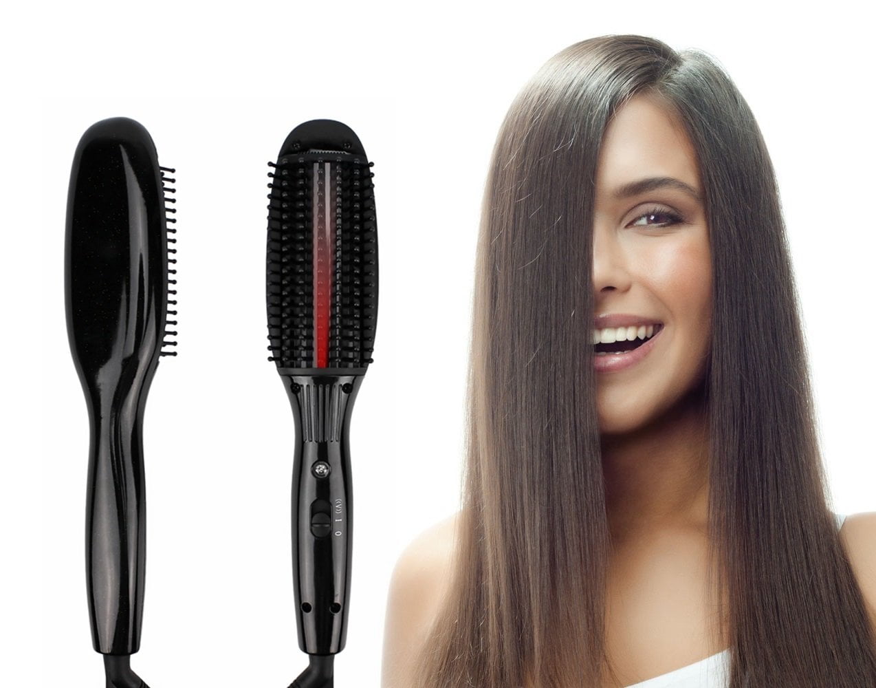 Orino Hot Air Vibrating Hair Straightening Brush Jet Black Walmart