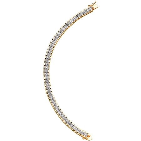 .04 Carat T.W. Diamond 14kt Gold-Tone Two-Tone Tennis Bracelet, 8