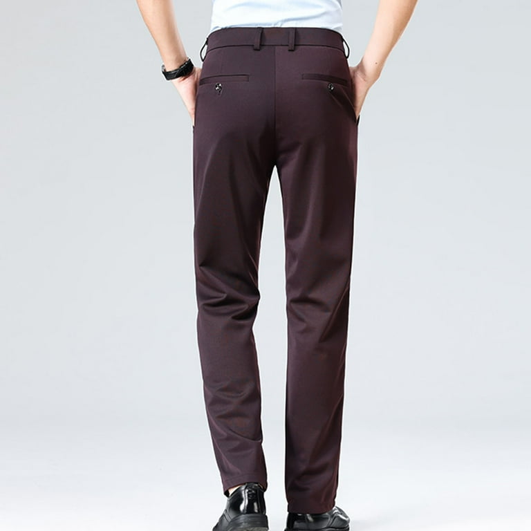 green emerald velvet dress Men's Slim-Fit Stretch Burgundy Dress Pants main image 0