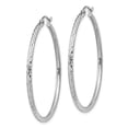 thumbnail image 2 of Sterling Silver Rhodium-plated 2.00mm Diamond Cut Hoop Earrings, 2 of 3