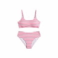thumbnail image 6 of Sevevn Women's High Waisted Striped Bikini Set Ribbed Two Piece Swimsuit Pink L, 6 of 6