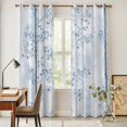 thumbnail image 4 of Blue Grey Forest Kitchen Curtains 96 Inch Length, Watercolor Blue Ombre Leaves Grommet Top Bedroom Living Room Curtains, Light Filtering Cafe Curtain Drapes 2 Panels Set 104''x96'', 4 of 9