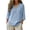 Blue, variant on Ohufall Womens Cotton Linen Shirt 3/4 Sleeve Solid Color Blouse Button V Neck Pullover Casual Shirts