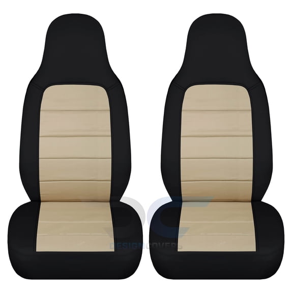 Designcovers Fits 1999-2000 Mazda MX-5 Miata Seat Covers: Black and Sand - Front Set