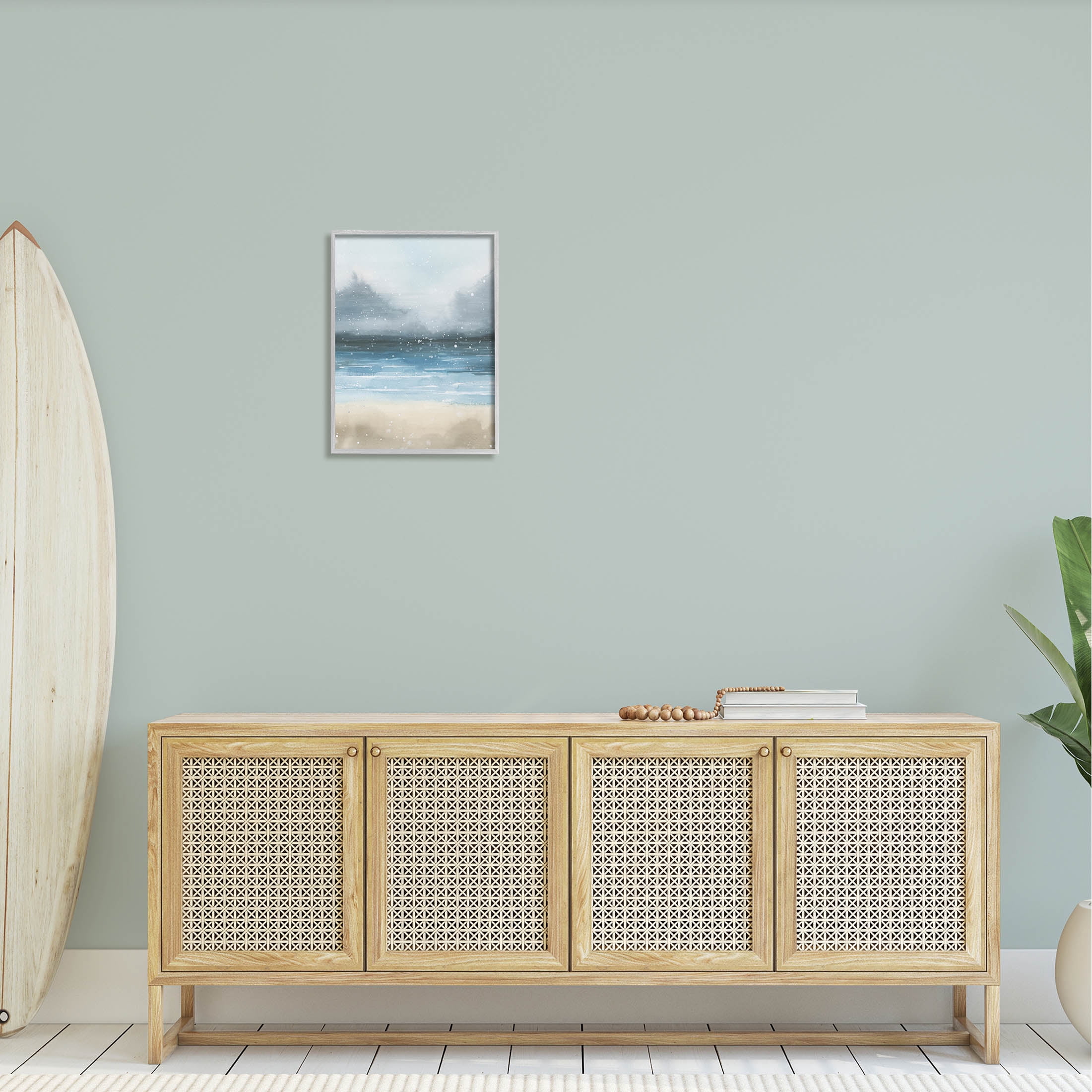 Stupell Industries Beach Snowfall Ocean Shore Graphic Art Gray Framed Art Print Wall Art, Design by Grace Popp
