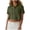 Green, variant on Womens Button Down Cropped Shirts Long Sleeve Casual Crop Tops Solid Lapel Blouse Shirt with Chest Pocket