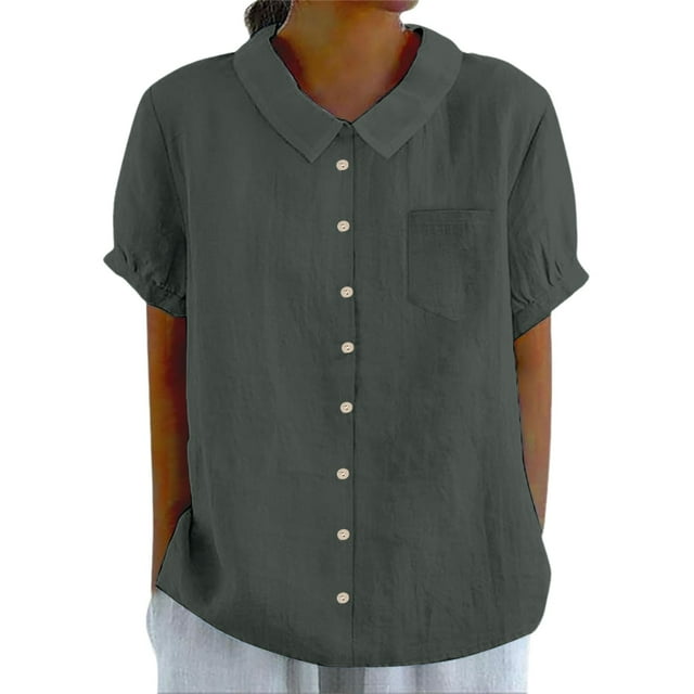 Casual Women's Shirts Button Down With Pocket Versatile And Stylish For Spring And Summer Perfect For Everyday Wear