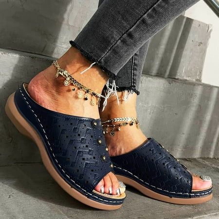 

Brown Sandals Women Comfortable Cute Sandals Highly Recommended Well Made Summer Shoes for Women Easy To Clean Dollar Deals Blue 38