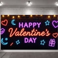 thumbnail image 3 of Neon Happy Valentine's Day Banner Heart Pattern Valentine's Day Backdrop Colorful Neon Romantic Display for Couple Gathering Indoor Party Romantic Dinner, 3 of 3