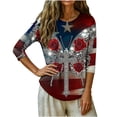 thumbnail image 4 of 250th Anniversary Women's Casual 3/4 Sleeve T-Shirt 250 Years of Freedom Shirt American Flag Patriotic Clothes, 4 of 7