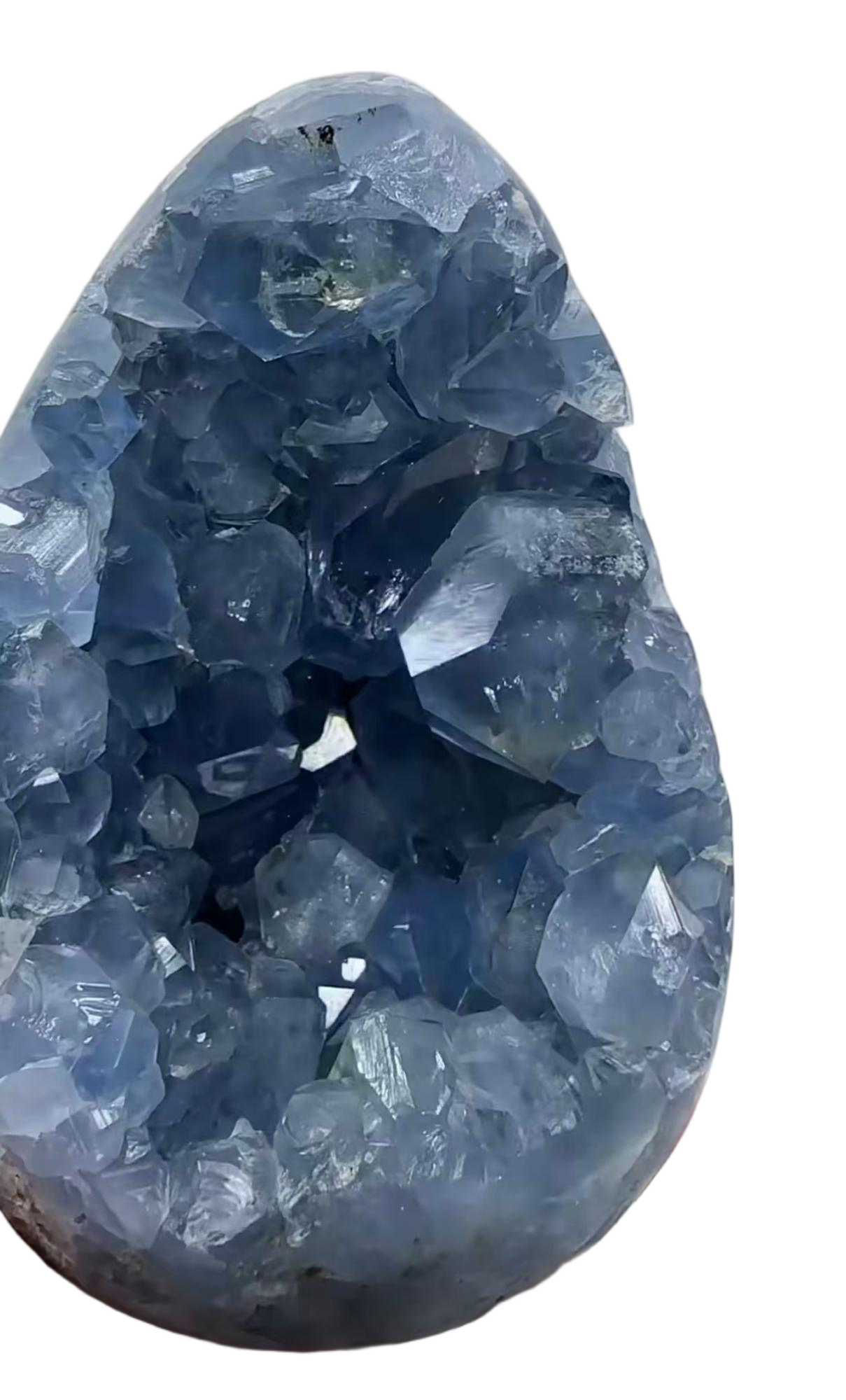 Natural Blue Crystal Dragon-Egg-Shape Geode - 3.58" x 5.31" Polished Stone Decor for Home, Office, Meditation & Collection (3.66 lbs)