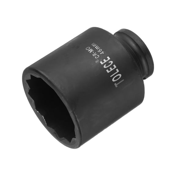Uxcell 1/2-Inch Drive 46mm 12-Point Deep Impact Socket, CR-MO Steel 78mm Length, Metric Sizes