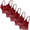 thumbnail image 1 of 5 piezas de sujetador de encaje con tirantes sólidos y huecos para mujer, ropa interior de poliéster, 1 of 7
