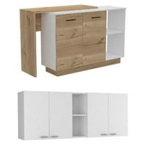 Home Square 2-Piece Set with 2 Door Kitchen Island & Portofino Wall Cabinet