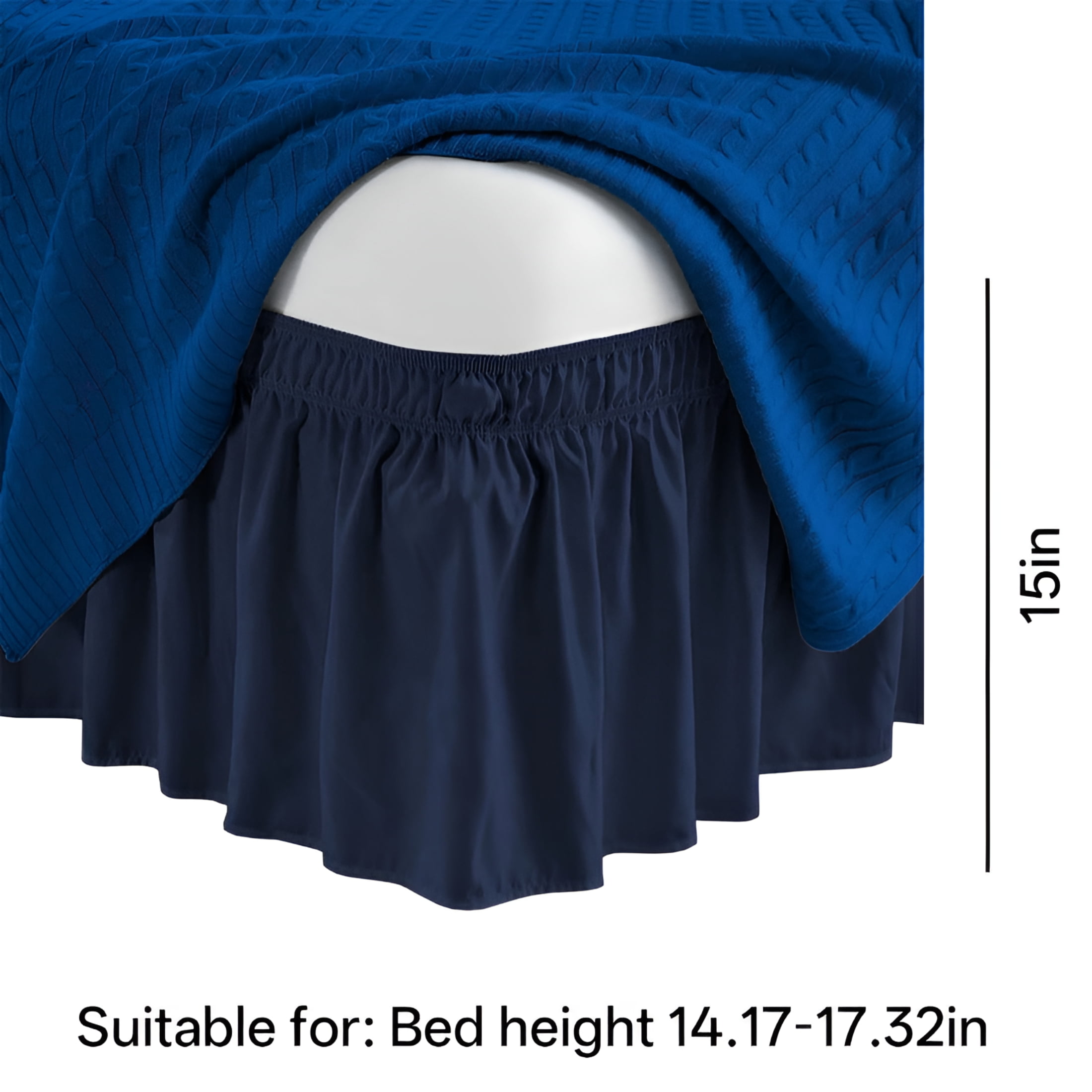 Arlajo Wrap Around Bed Skirt 14" Inch Drop Easy Care Microfiber Made Bedskirts (King-Navy Blue)