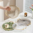 thumbnail image 4 of Acrylic Serving Tray Round Serving Platter with Handles Coffee Table Decor Dish Dessert Tray for Cutlery Kitchen Countertop, 4 of 8