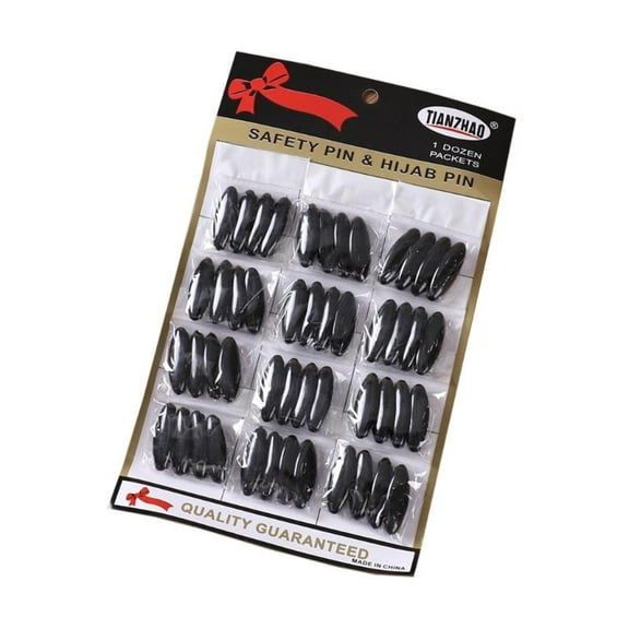48-Pack Muslim Hijab Pins Color Black and White Safety Pins Plastic Scarf Clip