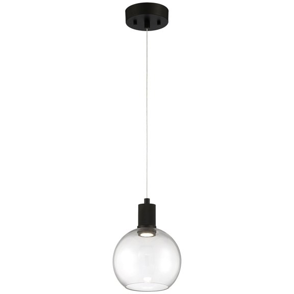 63142LEDD-MBL/CLR Access Lighting Port Nine - 9W 1 LED Pendant In Transitional Style-9.5 Inches Tall and 7.5 Inches Wide-Matte Black Finish-Clear