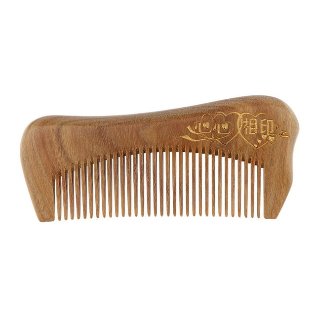 Peine de pelo de madera natural de dientes anchos Peine desenredador de antiestático Carácter Yuyangstore Peine de madera antiestático