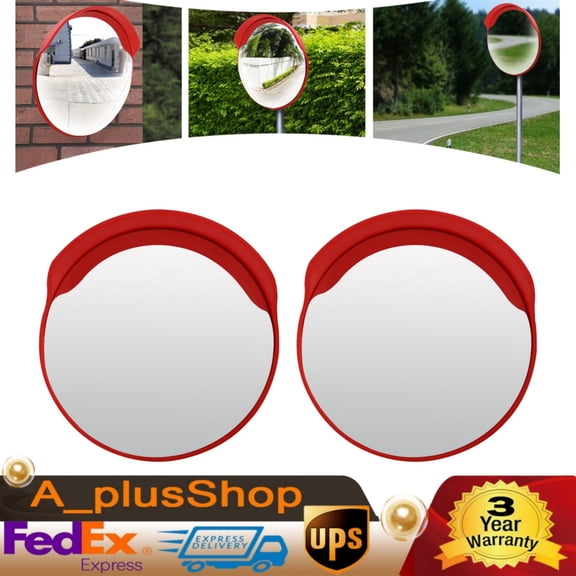 2Pcs 24" Safety Convex Mirror ?C Large Round Outdoor Mirror Blind Spot Mirror US