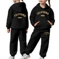 thumbnail image 3 of Gelikeya Girls 2 Piece Outfits Sweatsuit City Letter Print Pullover Hoodie Sweatshirt Lounge Sets Jogger Sweatpants 2-13 Years (Black, 2-3 Years), 3 of 8