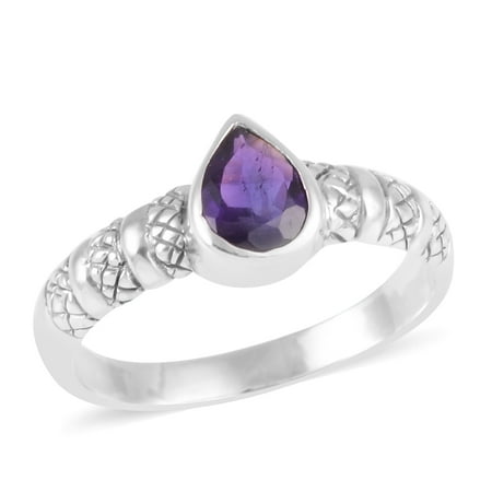 0.8 Ct Pear Shape Solitaire Ring 925 Sterling Silver Pear Amethyst Gift Jewelry for Women Size 11 Ct 0.8 ()