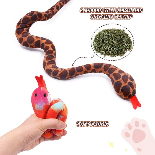 Long Catnip Snake Toy Jouet pour chat à lherbe à chat biologique Parfait  pour le coup de pied de lapin Jouet pour chat durable Sans plastique et  sans colorant Manchon extérieur lavable 