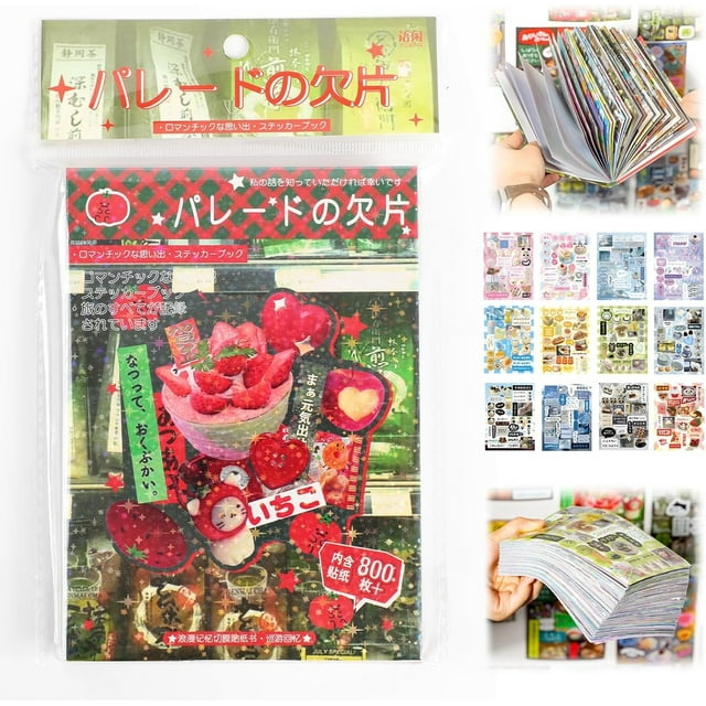 Japanese Manga Style Sticker Book,45 Sheets of Romantic Memory Series Comic Books Style Material Decoration Stickers, 800 Designs in 1 Book for DIY Diary Scrapbooking Notebooks