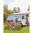 thumbnail image 4 of 4th of July RV Awning Sun Shade Screen 9'X7' American Flag Sunflower Mesh Sunscreen Farmhouse Barn Bird Awning Shade Screen with Zipper UV Blocker Completed Kits for RV Motorhome Camper, 4 of 7