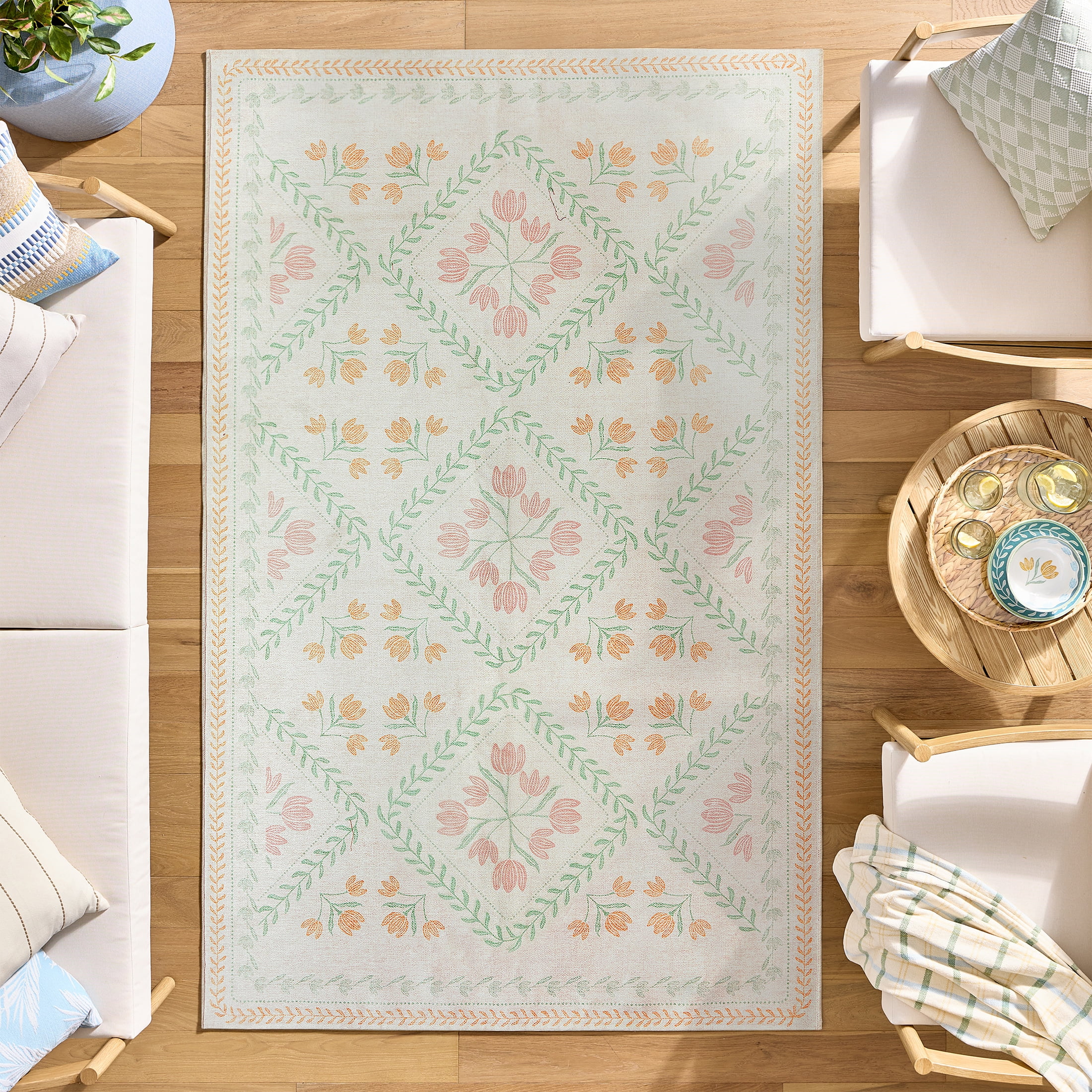 Better Homes & Gardens Blush Soliel Floral 5' x 8' Area Rug