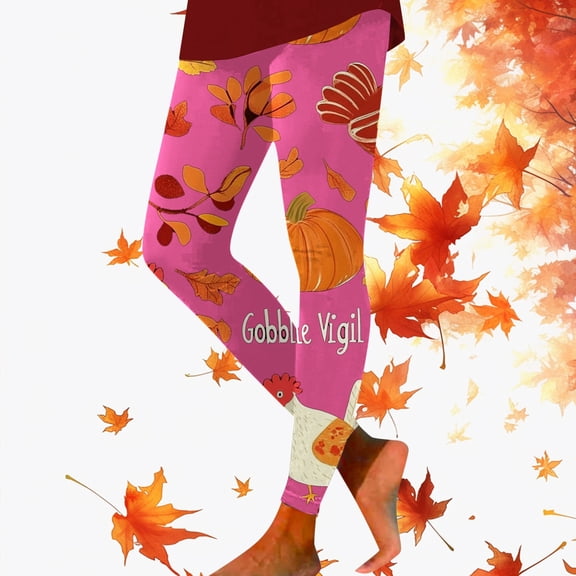 Thanksgiving Turkey Print Comfortable Breathable Leggings For Women Half Half Pants Womens Maternity Pants Dress Leggings for Women Business Casual Cute Summer Outfits for Women Leggings Cute Leggings