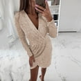thumbnail image 3 of KaLI_store Formal Dresses Women's Plus Size V Neck Sleeveless Contrast Mesh Evening Midi Dress Beige,M, 3 of 4