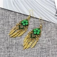 thumbnail image 4 of Moda Bohemia Pendientes Colgantes Flor Borla Larga Ganchos para oreja Pernos Prisioneros Joyería Verde, 4 of 6
