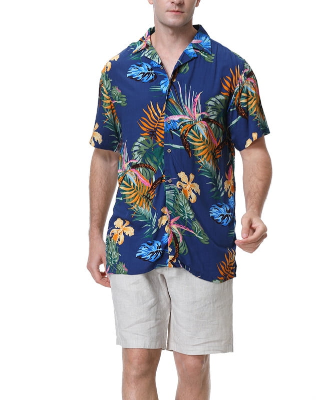 Summer Mens Hawaiian Shirt Short Sleeve Button Lapel Casual Vacation Top Summer Mens Hawaiian Shirt Short Sleeve Button Lapel Casual Vacation Top