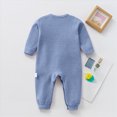 thumbnail image 6 of 6-9 Months Infant Long Sleeve Solid Rompers,Side Diagonal Snap Baby Jumpsuit,Soft Warm Fall Winter Unisex Onesie for Newborn Infant Boys Girls 3 6 9 12 18 Months,Blue, 6 of 6