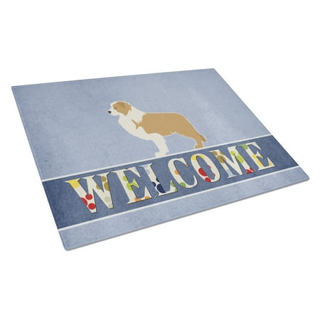 

Caroline s Treasures Red Border Collie Welcome Glass Cutting Board Large