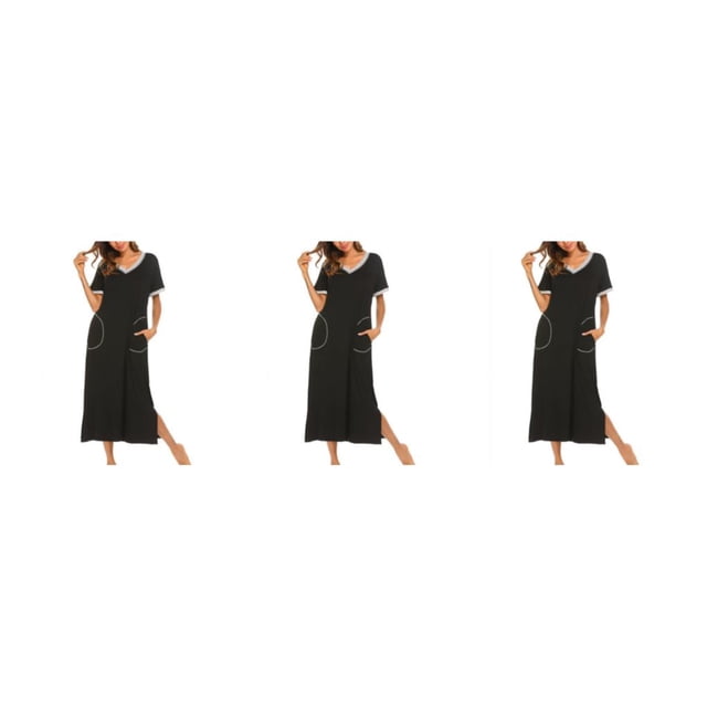 Minnieouse Batas de mujer: favorecedoras y cómodas para el día a día Camisones y camisones de mujer Camisón Ropa de dormir Manga negra L Type1 NO1