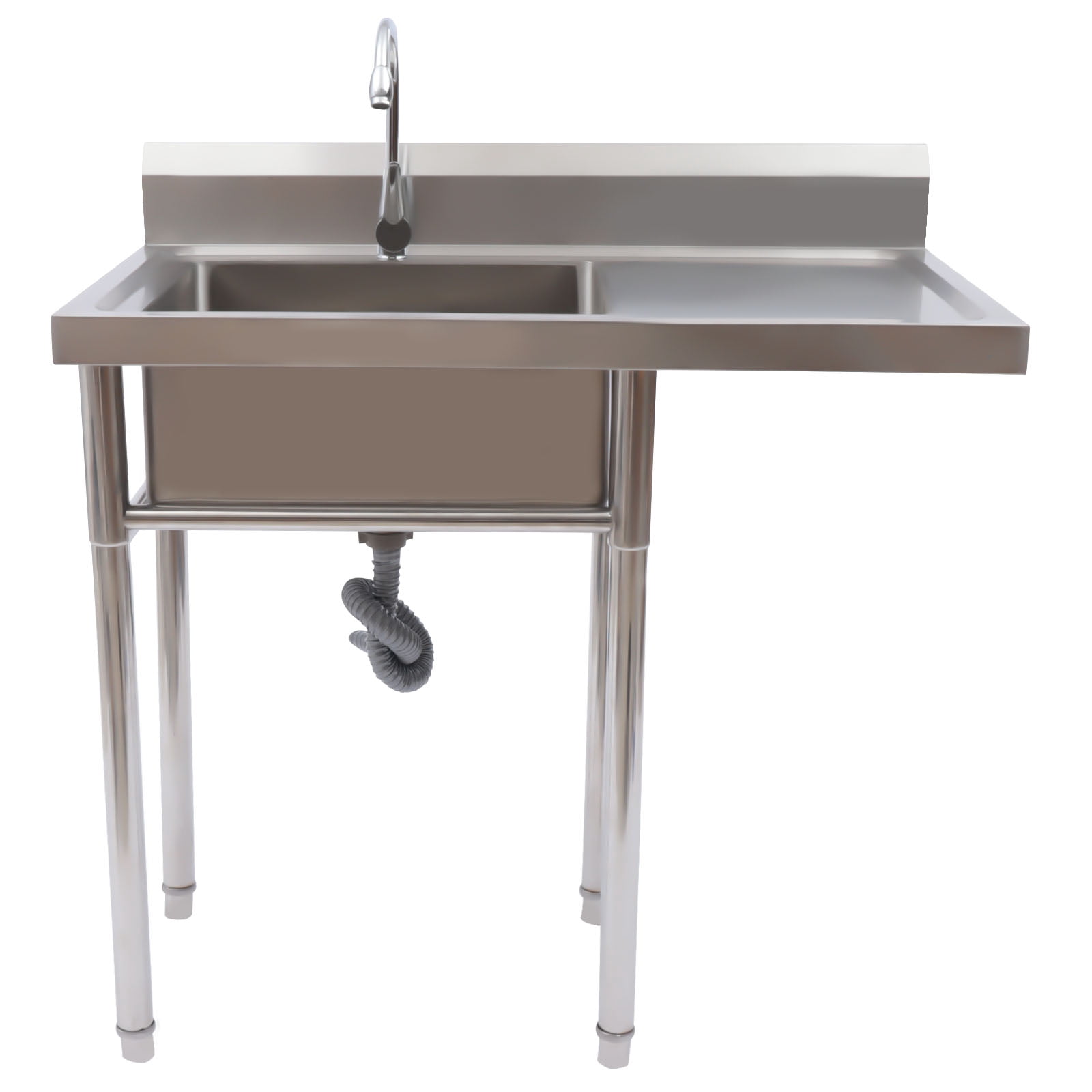 Dwellnix Stainless Steel Sink with Raised Backsplash, Seamless X Infusion Design & Adjustable Feet, Perfect for Kitchen, Restaurant & Utility Room