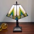 thumbnail image 6 of 15" Tiffany White Yellow and Blue Mission Style  Table Lamp, 6 of 8