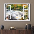 thumbnail image 2 of wall26 Canvas Print Wall Art Window View Rustic Autumn Fall Forest River Rapids Wilderness Nature Photography Realism Scenic Landscape Colorful Multicolor for Living Room, Bedroom, Office - 32"x, 2 of 5