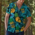 thumbnail image 6 of Tropical Skull Pineapple Men's Casual Button-Down Shirts Golden Skull Pineapple Hawaiian Shirts Short Sleeve Shirt for Men, 6 of 7