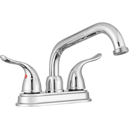 Treviso Laundry Tub/Utility Sink Faucet by Pacific Bay (Chrome) - Features Classic Winged Levers and Convenient Threaded Far Reaching Spout - New 2019