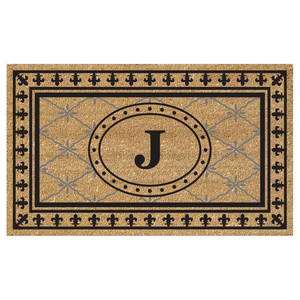 Bungalow Black 20 in. x 36 in. SuperScraper Vinyl/Coir Monogrammed J