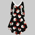 thumbnail image 4 of Herrnalise Women’s Dresses Summer 2024 Long Sleeve Christmas Printed Furry V-Neck Draw Back Swing Party Dress S-2XL, 4 of 5