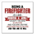 thumbnail image 1 of DistinctInk Custom Bumper Sticker - 6" x 6" Decorative Decal - White Background - Being a Firefighter is Like Riding A Bike On Fire, 1 of 2