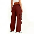 thumbnail image 3 of Cargo Pants Women 2026 Basic Elastic Waist Drawstring Casual Loose Wide Straight Leg Cargo Sweatpants with Pockets, 3 of 8