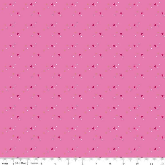 Mint for You Sprinkle Hearts Super Pink Sparkle Cotton Fabric