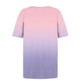 thumbnail image 4 of Fengqque Women's Gradient Color T Shirt Button Detail Pleated Square Neck Short Sleeve Casual Summer Blouse Pink XL(XL), 4 of 5