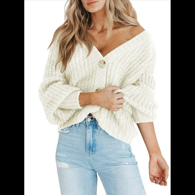 Suéter de Punto Grueso Abierto para Mujer, Larga, Botones, Cárdigan Corto Holgado, Abrigos de Abrigo. XXXL