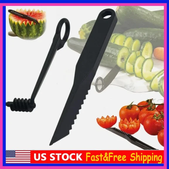 Kitchen Spiral Cutter V-Shaped Knife Decorating Fruits Tool, Hand Slicer Cutte